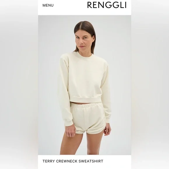 Renggli Cream Terry Crewneck Sweatshirt and Shorts Set. - Picture 1 of 8